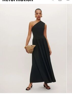 Reformation Black One-Shoulder Maxi Dress